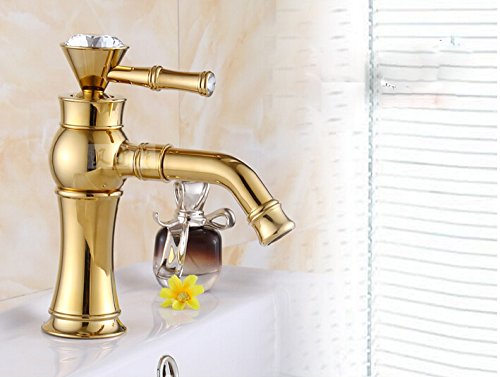 Salta Gold Finish Single Handle Bathroom Sink Faucet